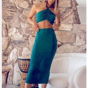 Green two piece shopjaus set xs